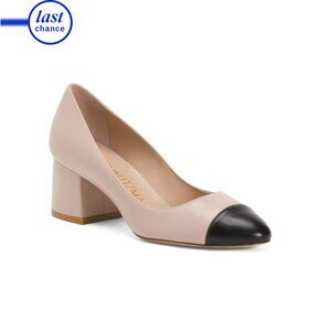 STUART WEITZMAN Beige/black Made In Spain Leather Flareblock 60 Pumps